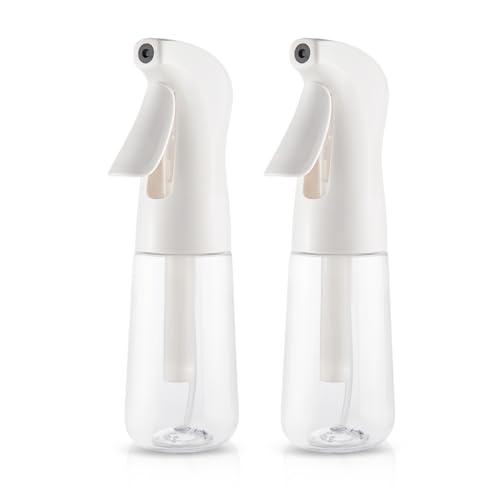 TANSHINE Continuous Spray Bottle for Hair 2 Pack,Fine Mist Water Hair Spray Bottles,Mister Spray Bottle,Refillable Plastic Sprayer for Hairstyling, Cleaning,Alcohol, Plants, Salons,6.8oz/200ml,Clear - color: Clear-2pack