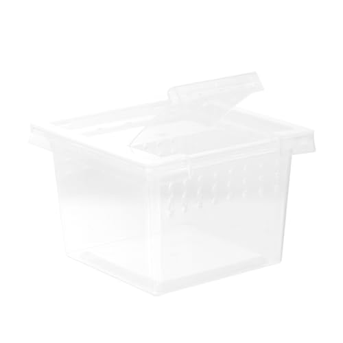 FRCOLOR Clear Plastic Insect Feeding Box Small Critter Keeper Portable Mini Terrarium Cage 2.76X2.76X1.77In Ideal for Reptiles Amphibians and Small Animals