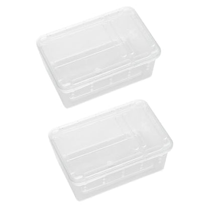 OMEM Portable Reptile Terrarium Habitat for Mini Pet Houses Breathable Holes Stackable Container (2PCS-XS) | Mini Pet Houses, Breathable Holes, Stackable Container - size: 2PCS-Clear-XS