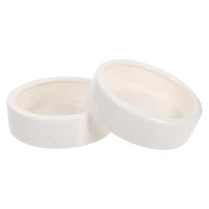 2 Pcs Ceramics Reptile Feeding Bowls for Small Reptile Animals and Lizards, White Round Bowls with Stable Desktop Standing and Safe Material, for Food and Water Storage