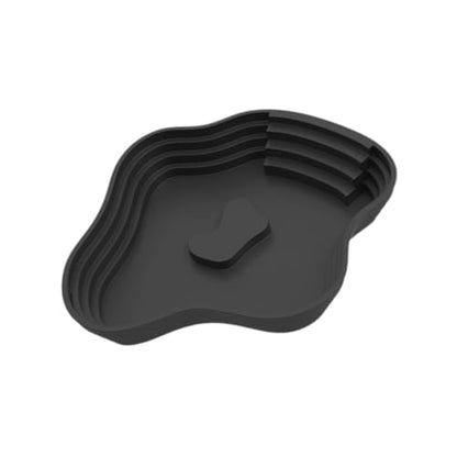 Amphibian Water Dish for Turtles, PP Reptile Bathing Pool with Ramp, 8.7 x 6.3 in Feeding & Soaking Basin for Terrariums - color: Black L