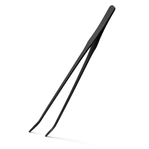 Mandala Crafts Black 15 Inches Curved Aquarium Tweezers for Fish Tanks | 15 Inch Forceps, Rust Resistant Stainless Steel, Trimming Aquatic Plants, Bowls, Terrariums, Freshwater & Saltwater Aquascape - color: Black Curved Tweezers, size: 15 Inches