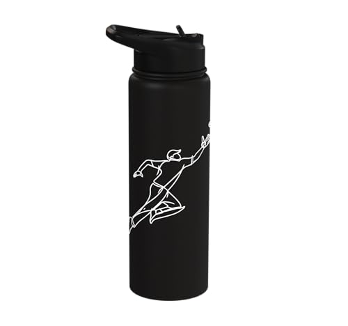 Cricket Keeper Drawing Stainless Steel Insulated Water Bottle - color: Black