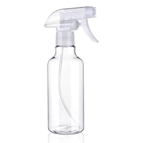 12oz/350ml Plastic Spray Bottles 1 Pack, Adjustable Mist/Stream | Refillable heavy duty spray containers for plants, cooking, hair care and household cleaning - color: 12oz-Clear