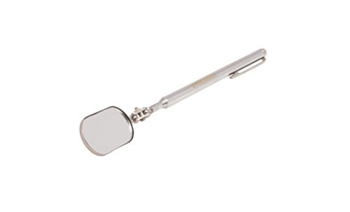 Steelman 21-Inch Telescoping Auto Inspection Mirror, Articulating 1 x 2-Inch Rounded Rectangular Mirror, Pocket Clip, Plated Brass - size: 21 inches