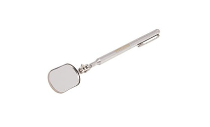Steelman 21-Inch Telescoping Auto Inspection Mirror, Articulating 1 x 2-Inch Rounded Rectangular Mirror, Pocket Clip, Plated Brass - size: 21 inches