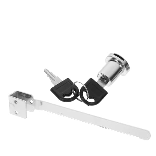 Sliding Glass Door Lock with Key Chrome-Plated Single Swing Glass Cabinet Lock for Display Cases and Terrariums with Ratchet Mechanism and Accessories Kit
