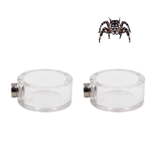 2 Pack Jumping Spider Enclosure Accessories, Leak-Proof Jumping Spider Feeding Dish with Magnet, Acrylic Water Bowl for Jumping Spider, Tarantula, Mantis, Other Small Reptiles or Insects