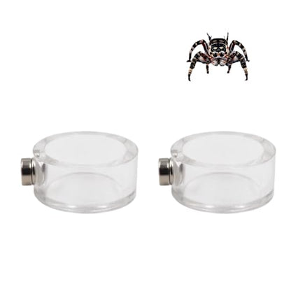 2 Pack Jumping Spider Enclosure Accessories, Leak-Proof Jumping Spider Feeding Dish with Magnet, Acrylic Water Bowl for Jumping Spider, Tarantula, Mantis, Other Small Reptiles or Insects