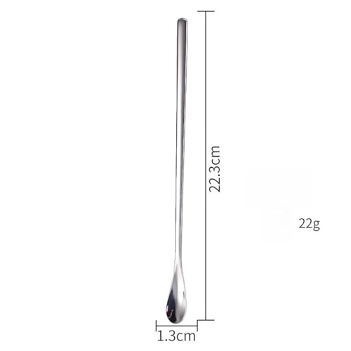 6Pcs Stainless Steel Long Handle Spoons, 2-Size Mixing Spoons for Coffee, Dessert, Honey, Cocktail & Kitchen Use (silver,3-pack 13cm +3-pack 23cm) - color: Silver, size: 3-pack 13cm +3-pack 23cm