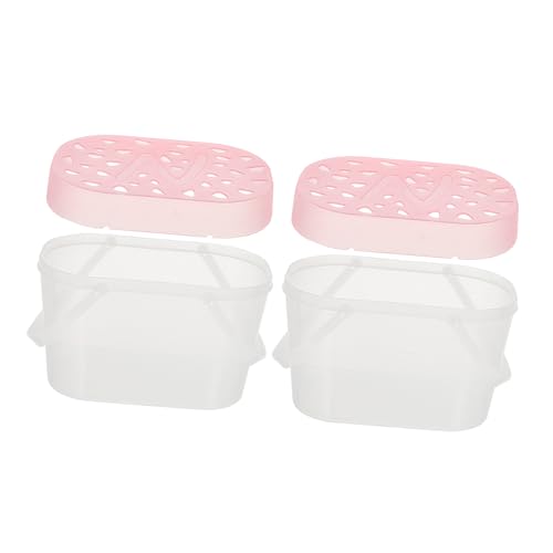 Kisangel 2pcs Portable Hamster Carriers and Plastic Reptile Containers Medium Size Pink Handheld Travel Cases for Small Pets Outdoor Use