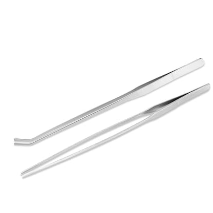 Mandala Crafts Stainless 15" Straight Curved Fish Tanks Aquarium Tweezers | 15 Inch Forceps, Rust Resistant Stainless Steel, Trimming Aquatic Plants, Bowls, Terrariums, Freshwater & Saltwater Aquascape - color: Stainless Steel Curved Straight Tweezers, si
