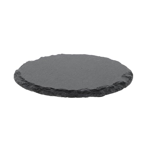 Reptile Basking Platform, Round Tortoise Habitat Slate, Turtle Feeding Slate, Habitat Decor Accessories for Crested Gecko Lizard, Gray Black