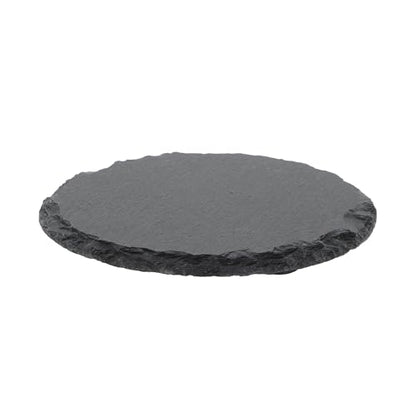 Reptile Basking Platform, Round Tortoise Habitat Slate, Turtle Feeding Slate, Habitat Decor Accessories for Crested Gecko Lizard, Gray Black