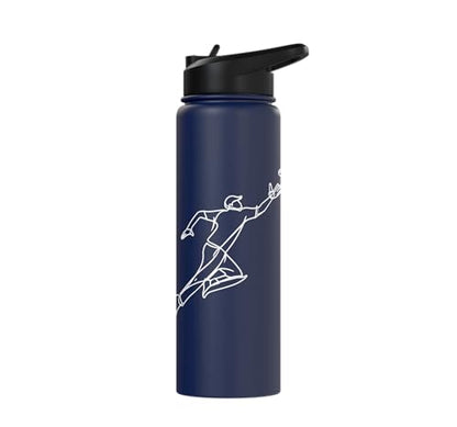 Cricket Keeper Drawing Stainless Steel Insulated Water Bottle - color: Navy Blue