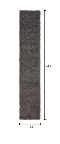 Unique Loom Solid Shag Collection Area Rug (2' 6" x 13' 1" Runner, Graphite Gray) - color: Graphite Gray, size: 2'6" x 13'1" (Runner)