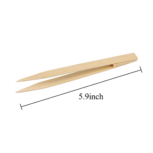 Bamboo Tweezers Anti Static 5.9" (Packs of 3) for Art, Craft, Gold Leaf Sheet, Gold Flake, Foil, Reptile Feeding Tongs - color: Bamboo Tweezers