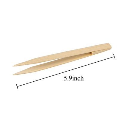 Bamboo Tweezers Anti Static 5.9" (Packs of 3) for Art, Craft, Gold Leaf Sheet, Gold Flake, Foil, Reptile Feeding Tongs - color: Bamboo Tweezers