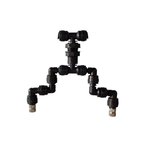 Reptile Adjustable Watering Fogger Mister With Quick-attach Nozzle（0.3mm) Connect With 1/4'' Pipe 1/2/3/4 Head(2-Head Black) - color: 2-Head Black