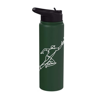 Cricket Keeper Drawing Stainless Steel Insulated Water Bottle - color: Dark Green