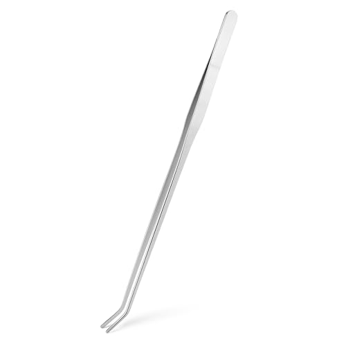 Mandala Crafts Stainless Steel 15 in Curved Fish Tanks Aquarium Tweezers | 15 Inch Forceps, Rust Resistant Stainless Steel, Trimming Aquatic Plants, Bowls, Terrariums, Freshwater & Saltwater Aquascape - color: Stainless Steel Curved Tweezers, size: 15 Inc