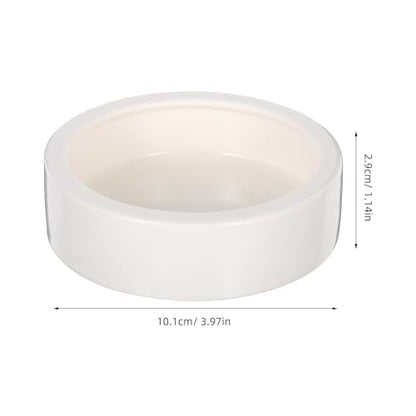 2 Pcs Ceramics Reptile Feeding Bowls for Small Reptile Animals and Lizards, White Round Bowls with Stable Desktop Standing and Safe Material, for Food and Water Storage