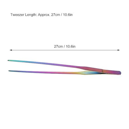 10.6Inch Stainless Steel Aquarium Tweezers Curved Design Ergonomic Non-Slip Grip for Planted Tank Fish Feeding Reptile Care(Straight Tweezers) - style: Straight Tweezers