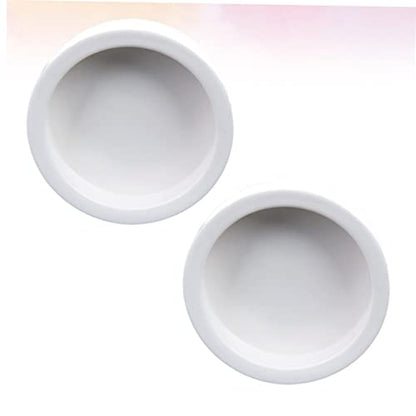 Kisangel 2pcs Reptile Food and Water Storage Bowls Thicken Ceramics Lizard Feeder Set Round Design for Reptiles Easy to Clean Stable Base White