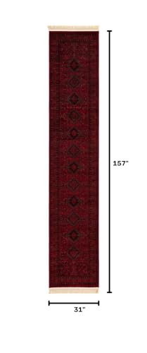 Unique Loom Tekke Collection Area Rug - Sheibani (2' 7" x 13' 1" Runner Red/Black) - size: 2'7" x 13'1" (Rectangular)