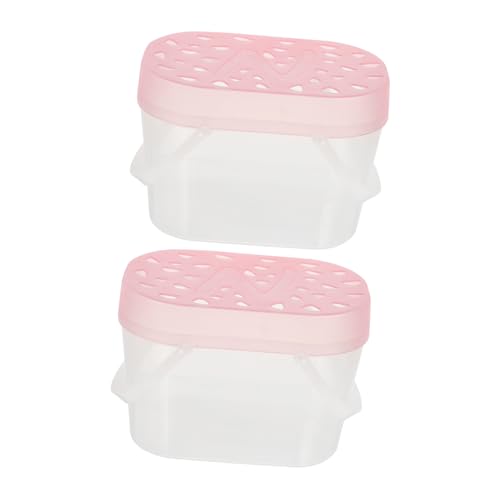 Beavorty 2pcs Portable Hamster and Turtle Carrier Boxes, Medium Size Pink Plastic Reptile Containers for Outdoor Travel and Handheld Small Pet Cages