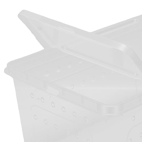 Tnfeeon Lizard Cage, Terrariums Reptile Feeding Box Portable Plastic Container for Bearded Dragons Lizards Spiders Frogs Scorpions Geckos Lizard Cage, 2PCS 8.46x12.4x5.91in PP (L)