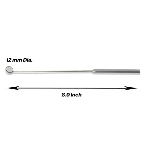 Laryngeal Oral Mirror No. 1 with Handle, 12MM Dia. Small Inspection Mirror for HVAC Tongue Mirror ENT Throat Mirror Automotive Mirror