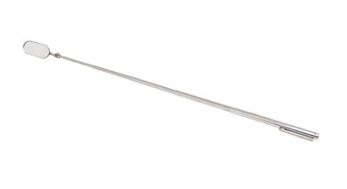 Steelman 21-Inch Telescoping Auto Inspection Mirror, Articulating 1 x 2-Inch Rounded Rectangular Mirror, Pocket Clip, Plated Brass - size: 21 inches