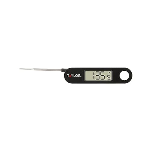 Taylor 1476 Instant Read Digital Meat Food Grill BBQ Cooking Kitchen Thermometer, Tailgating and Grilling Compact Folding Probe, Black - color: Black