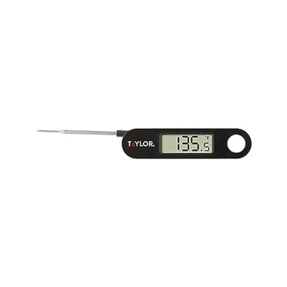 Taylor 1476 Instant Read Digital Meat Food Grill BBQ Cooking Kitchen Thermometer, Tailgating and Grilling Compact Folding Probe, Black - color: Black
