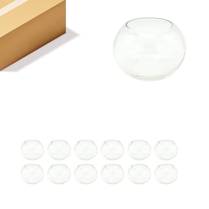 WGV Bowl Glass Vase, Diameter 5.1", Height 3.75", Open Width 3", (Multiple Sizes Choices) Clear Bubble Planter Terrarium Fish Bowl for Wedding Event Home Decor, 12 Pieces (VBW0005) - size: 5"Dx3.75"H 12 Piece