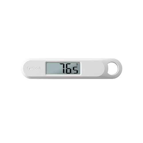 Taylor Folding Stem Display Food Instant Read Digital Thermometer, 0.7 Inch LCD Readout, White (1476WH) - color: White
