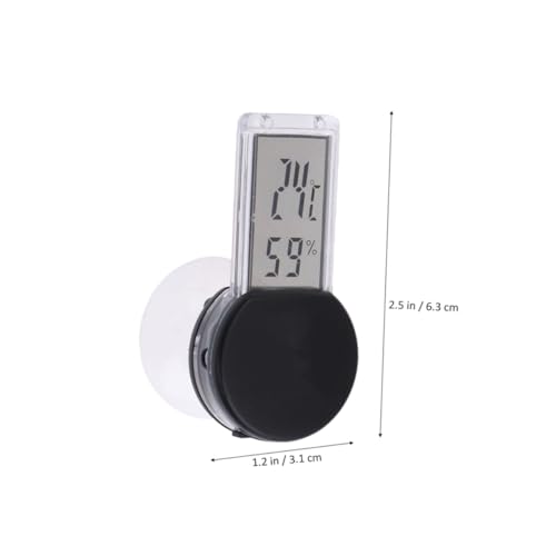 BESPORTBLE Suction Cup Thermometer Hygrometer Combo for Reptile Terrarium Indoor Temperature and Humidity Portable Wall Mountable Black for Home Office Use