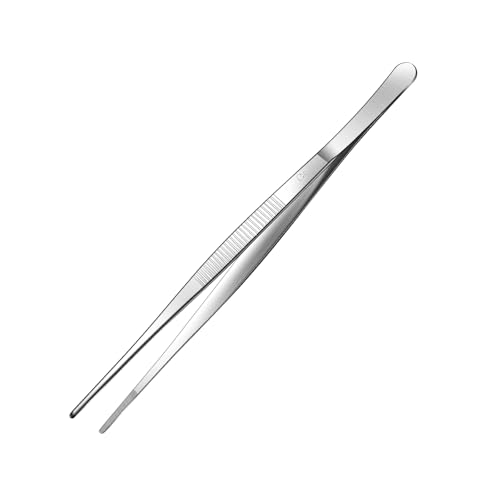 Aniso Long Tweezers, Stainless Steel, 8 inches | Precision Serrated Tip, Cooking Tweezers Tongs， For Barbecue, Hand-Made，Steaks, Bread, Pizza, Salads - size: 8 inches