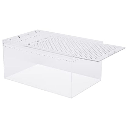 Reptile Terrarium, 12 x 8 x 6 Inch Acrylic Reptile Pet Breeding Cage with Magnetic Door, Multifunctional Clear Reptile Tank, Amphibians Feeding Box for Horned Frog, Scorpion, Spider, Snake