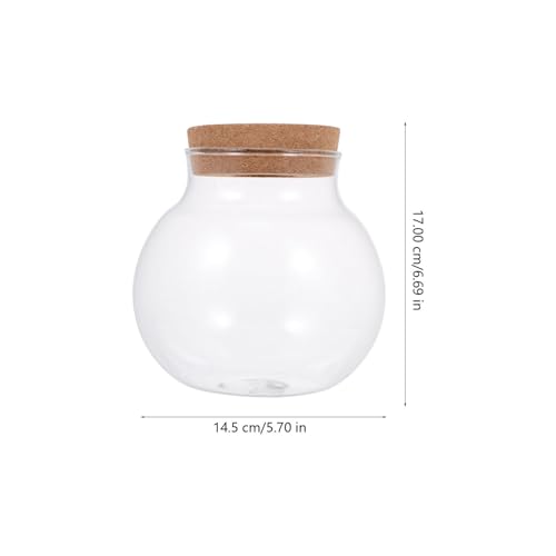 Toyvian Glass Fish Tank with Lid Small Ecological Fish Bowl Micro Landscaping Terrarium Bottle Desktop Decorative Glass Container for Indoor Plant and Moss Ecosystem