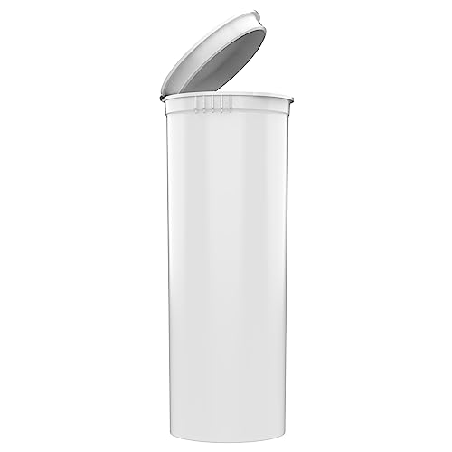 60 Dram CR Plastic Packaging Pop Top Containers - Child Resistant Travel Holder Vial Bottles - 75 qty (White) - color: White