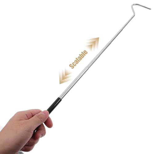 KALLORY Retractable Stainless Steel Snake Hook with Long Handle, Telescopic Reptile Catching Tool for Safe Snake Handling and Catching in Pet Care