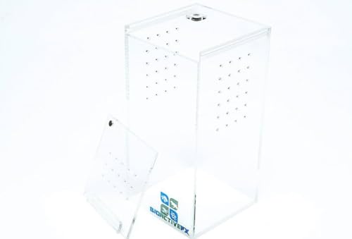 Acrylic Terrarium – Magnetic Mini & Nano Enclosures for Reptiles, Amphibians, Invertebrates, Tarantulas, Scorpions, Frogs, Geckos & Exotic Pets (3 x 3 x 6 inches, 0.23 Gallon) - size: 3 x 3 x 6 inches, 0.23 gallon