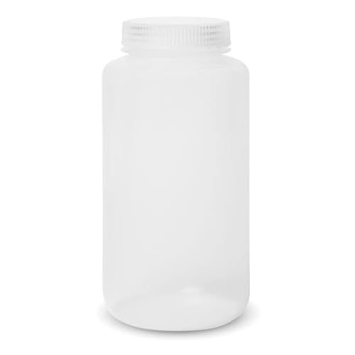 United Scientific™ Reagent Bottle, Polypropylene Wide Mouth, 1000ml, 1-Pack | 32 oz Capacity, Autoclavable, Leakproof Seal Ring, BPA and Phthalate Free, RoHS Compliant, Wide Mouth Bottles with Caps - size: 32 oz (Pack of 1)