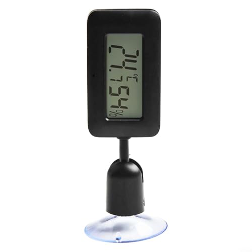 FABULETTA Fahrenheit Dual Scale Thermometer, 360 Degree Rotating Hygrometer, Suction Cup Reptile Thermometer(Black) - color: Black