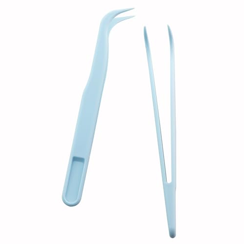 14PCS 4.5 Inch Plastic Curved Tweezers 11.5 cm Blue For Picking Up Beads Gems and Stickers Ideal for DIY Jewelry Making Crafts Baking Decorations and Feeding Reptiles