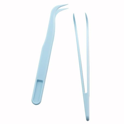 14PCS 4.5 Inch Plastic Curved Tweezers 11.5 cm Blue For Picking Up Beads Gems and Stickers Ideal for DIY Jewelry Making Crafts Baking Decorations and Feeding Reptiles