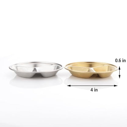 2 Pack Stainless Steel Small Reptiles Food Water Bowls, Shallow Feeding Dish for Hermit Crabs, Lizards, Snakes, Geckos, Turtles, Spiders