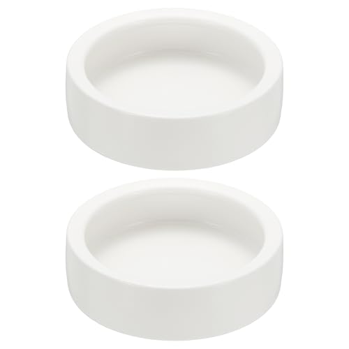 Reptile Food Bowl, Worm Water Dish Ceramic Pet Bowl Food Dish Anti Escape Feeder Small (4 in, White, 2 Pack), Intended for Gecko/Scaled Pet/Amphibians/Spiders/Small Mammals - color: White, size: 4 In